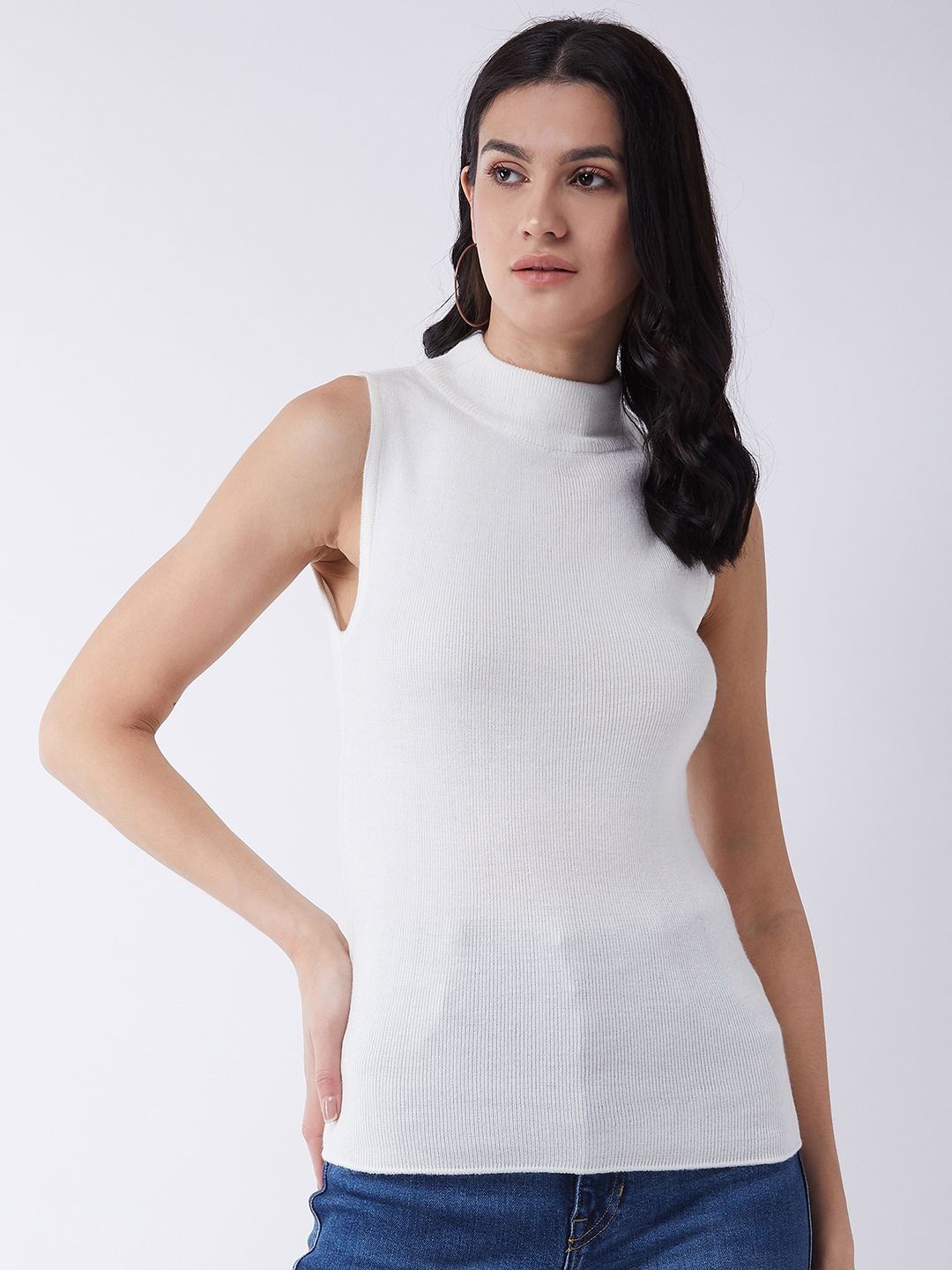

FEMEA Women Ribbed Pullover, White