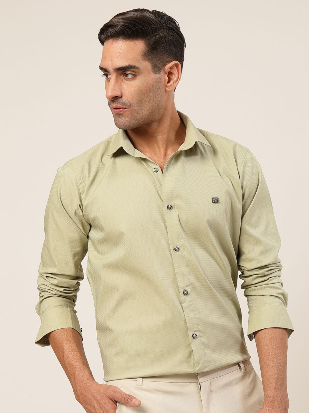 

JADEBERRY Men Classic Slim Fit Opaque Party Shirt, Green