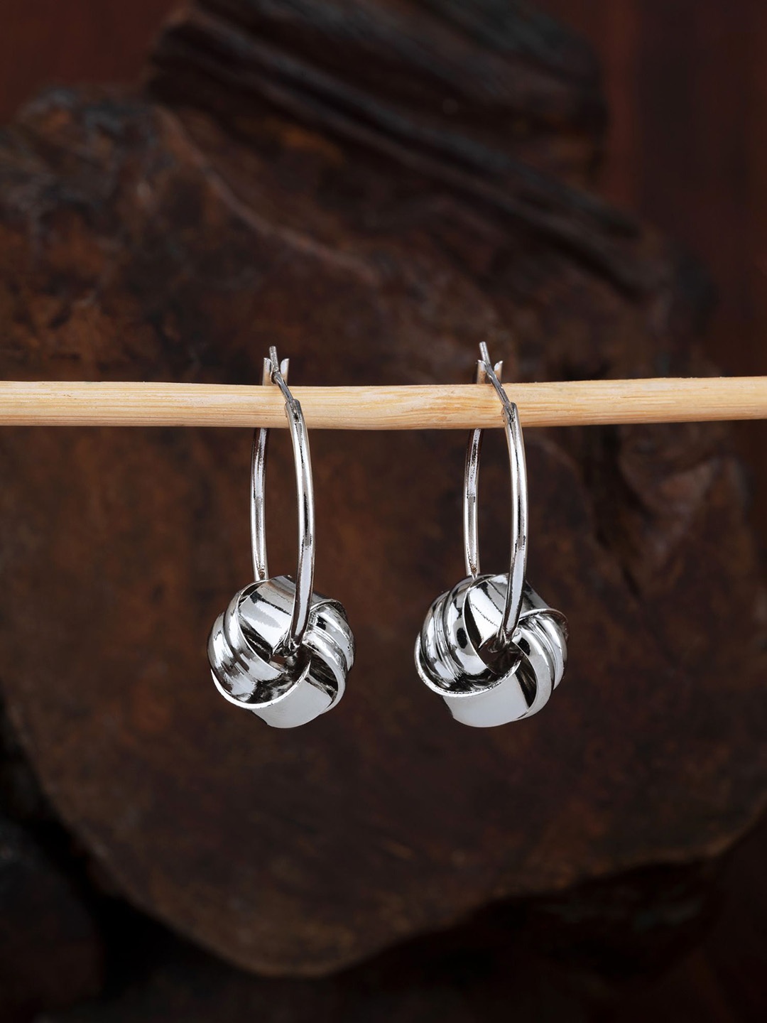 

E2O Contemporary Hoop Earrings, Silver