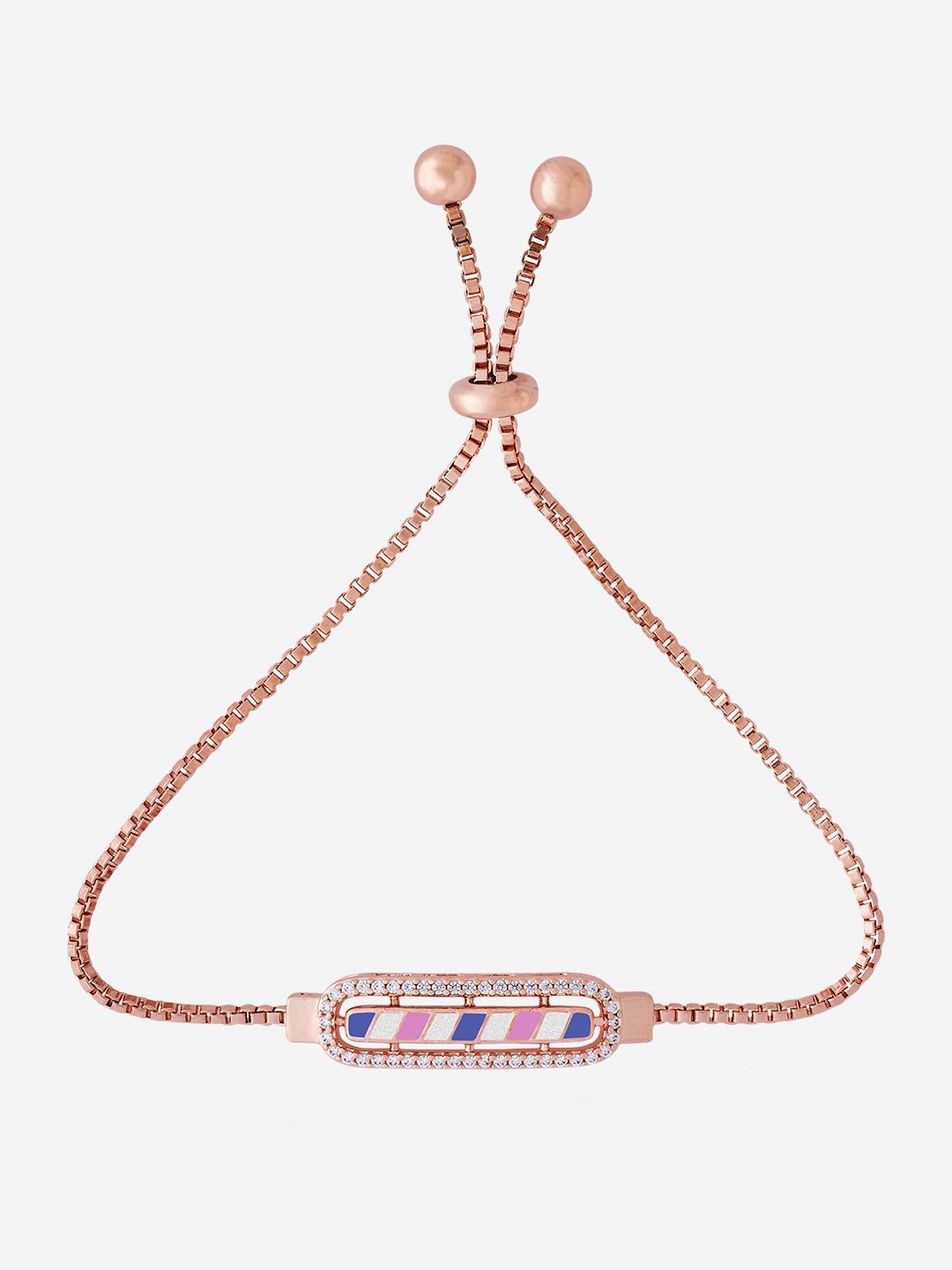 

Kushal's Fashion Jewellery Cubic Zirconia Meenakari Rose Gold-Plated Wraparound Bracelet
