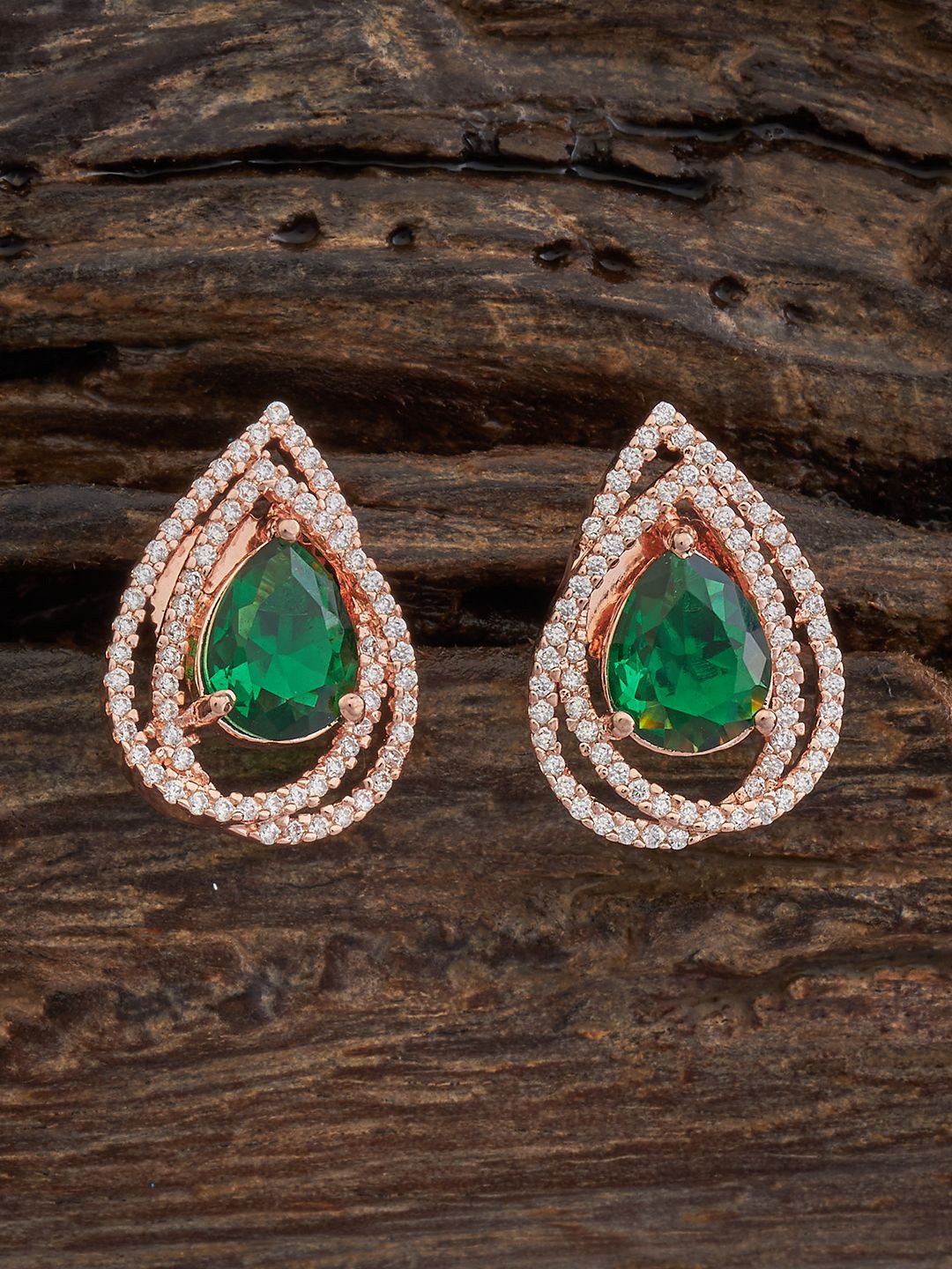 

Kushal's Fashion Jewellery Rose Gold-Plated Cubic Zirconia Teardrop Shaped Studs