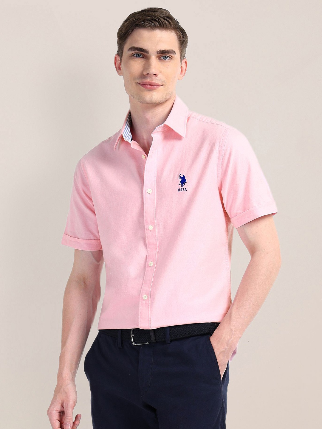 

U.S. Polo Assn. Men Classic Opaque Casual Shirt, Pink