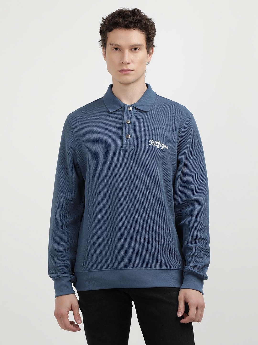 

Tommy Hilfiger Men Solid Polo Collar Cotton T-Shirt, Blue