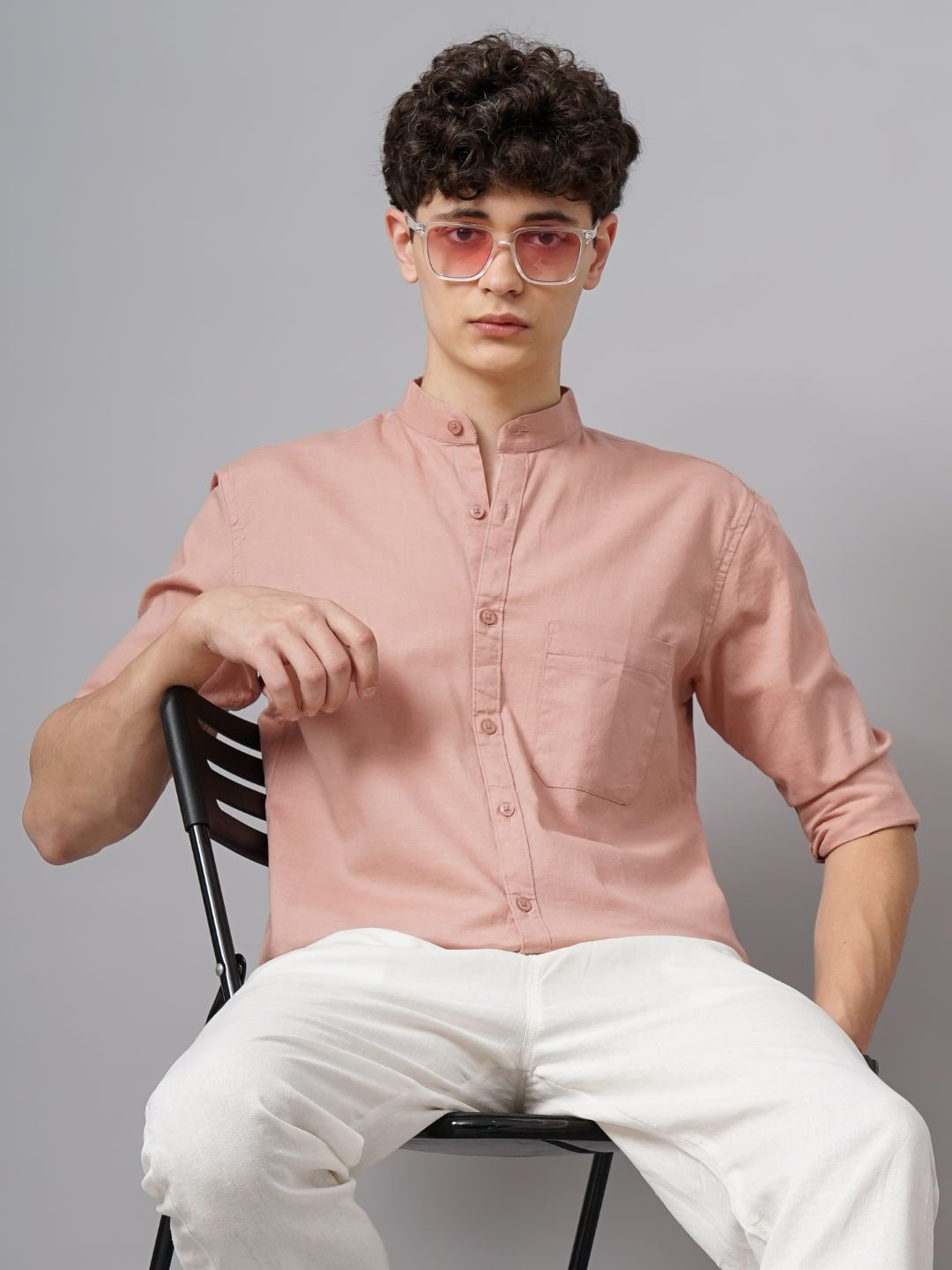 

PAUL STREET Men Standard Slim Fit Opaque Casual Shirt, Peach