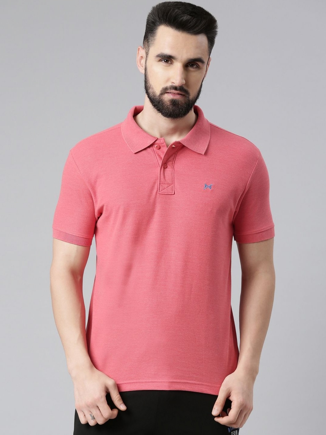 

Force NXT Men Solid Polo Collar Cotton T-Shirt, Pink