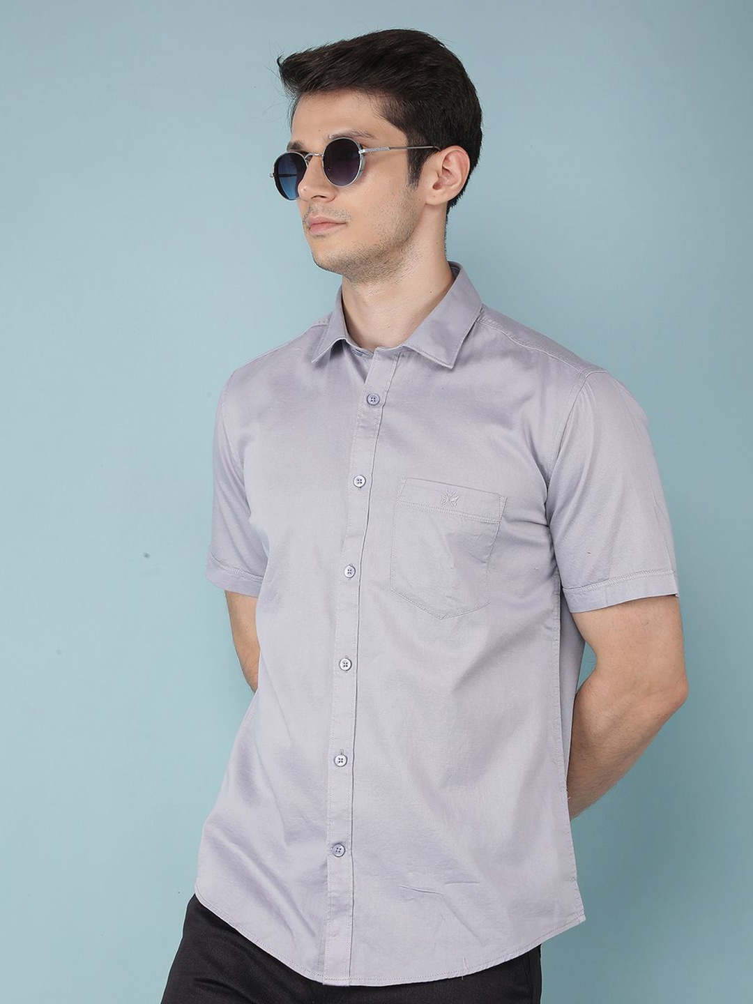 

Crimsoune Club Men Classic Slim Fit Opaque Casual Shirt, Grey