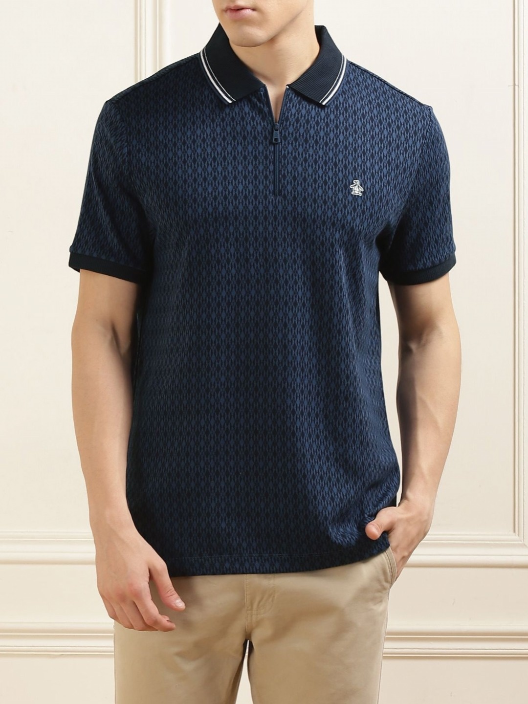 

Original Penguin Men Printed Polo Collar Applique T-shirt, Navy blue