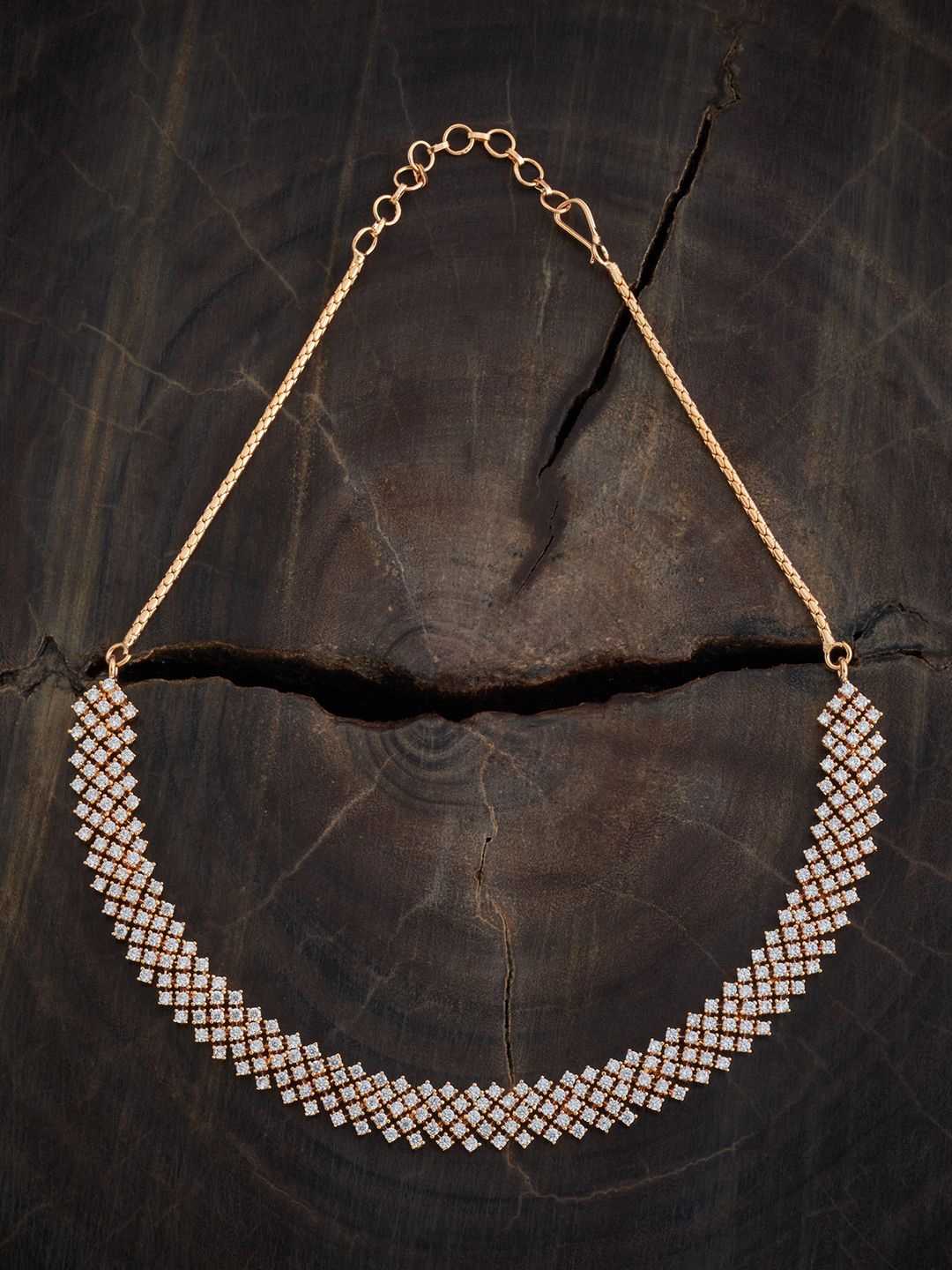 

Kushal's Fashion Jewellery Cubic Zirconia Copper Gold-Plated Necklace