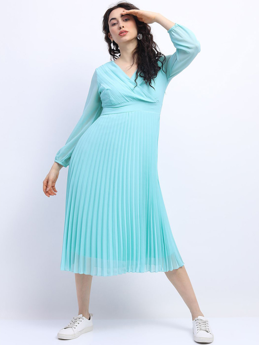 

Tokyo Talkies Accordian Pleats Empire Midi Dress, Blue