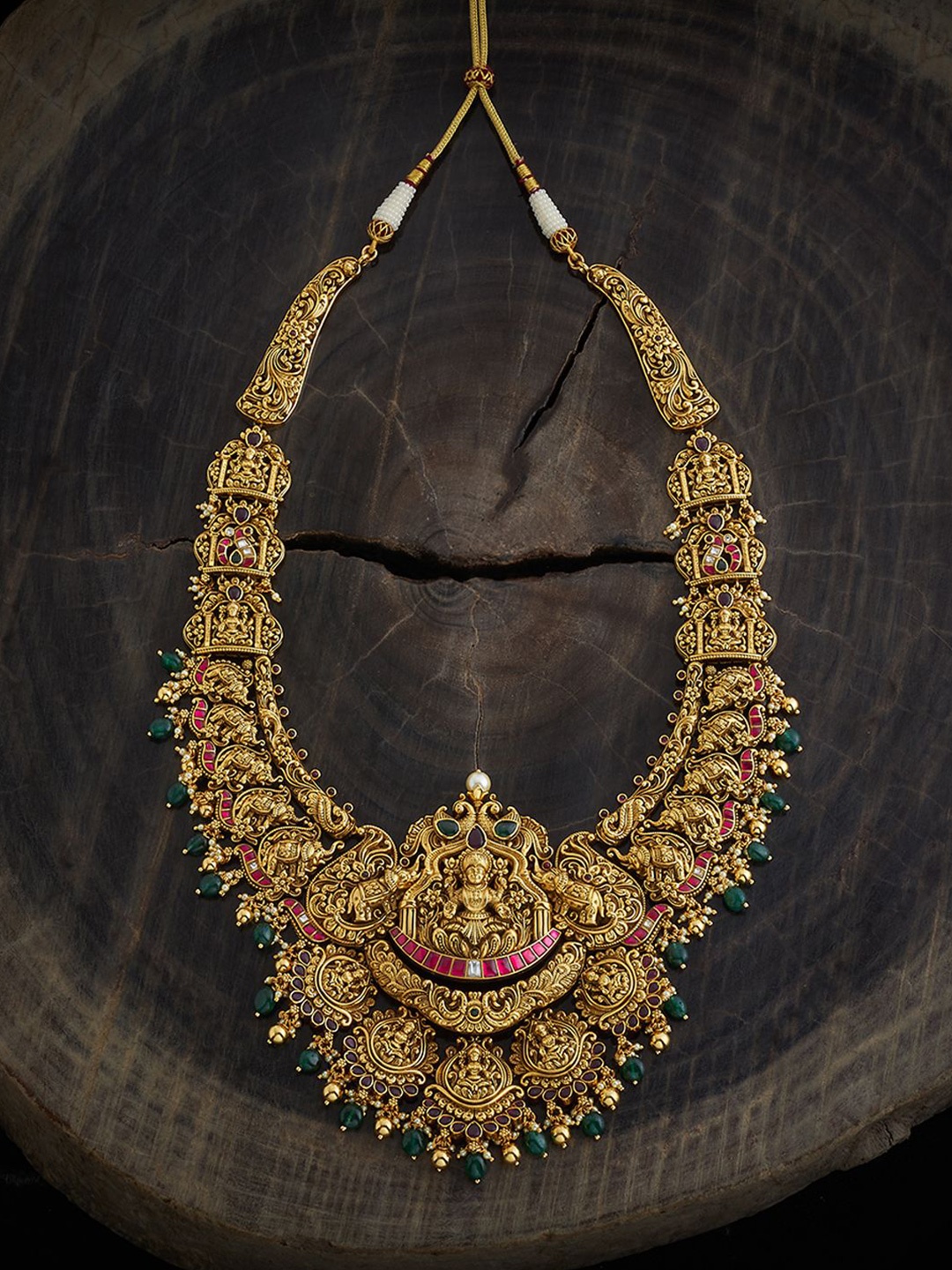 

Kushal's Fashion Jewellery 92.5 Pure Silver Gold-Plated Temple Necklace