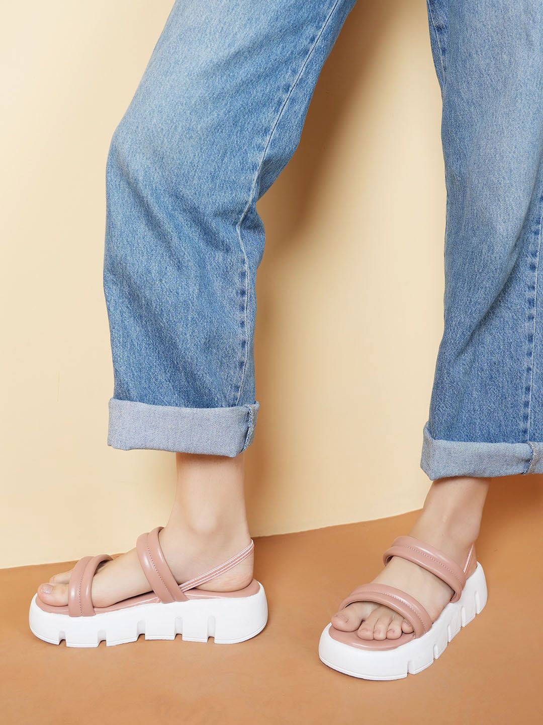 

The Roadster Lifestyle Co Women Platform Sandals, Peach