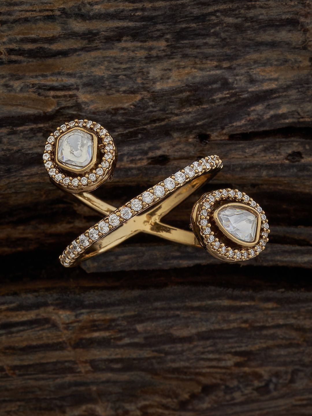 

Kushal's Fashion Jewellery Kundan-Studded Adjustable Finger Ring, Gold