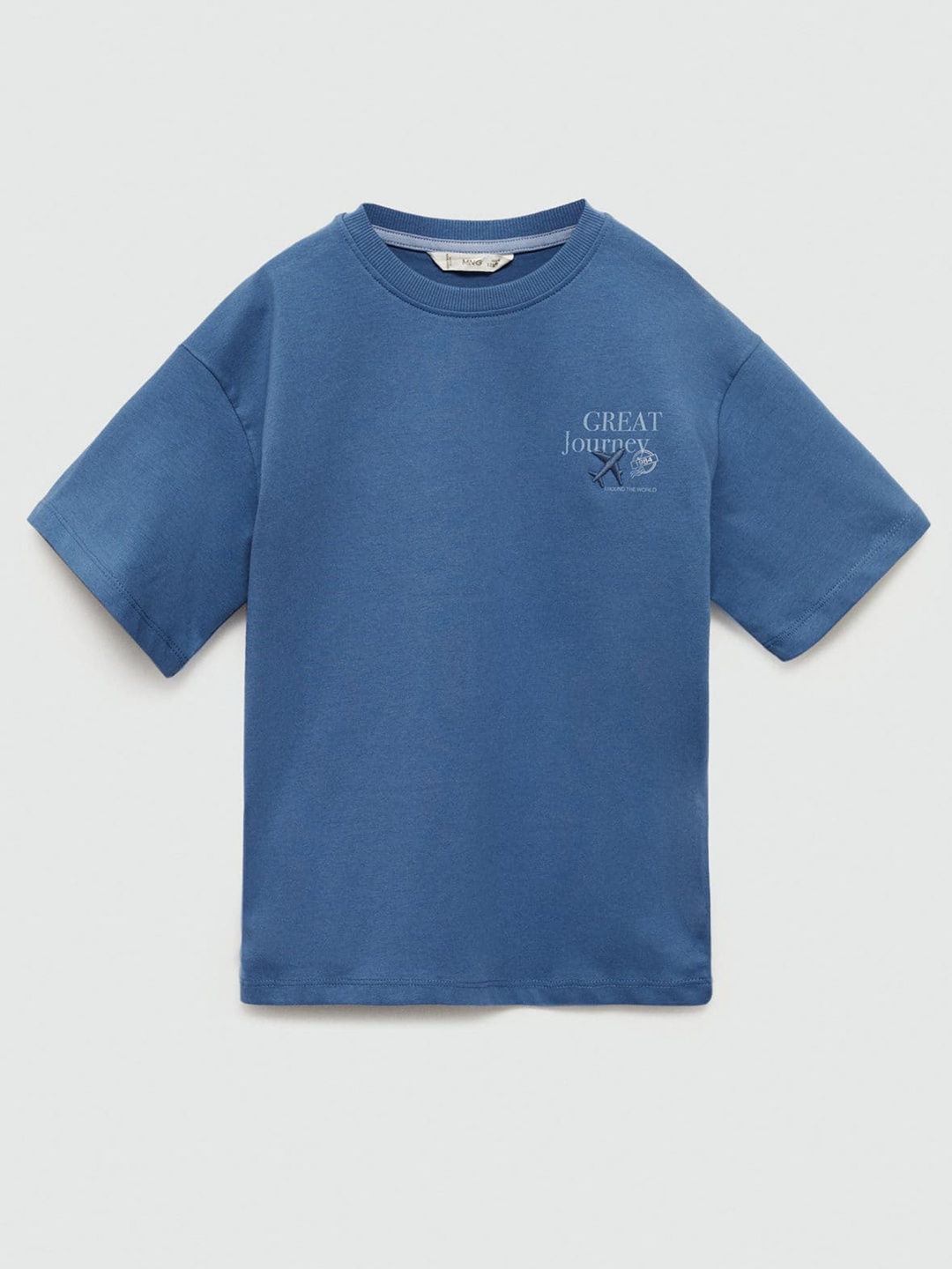 

Mango Kids Boys Pure Cotton Round Neck T-shirt, Blue