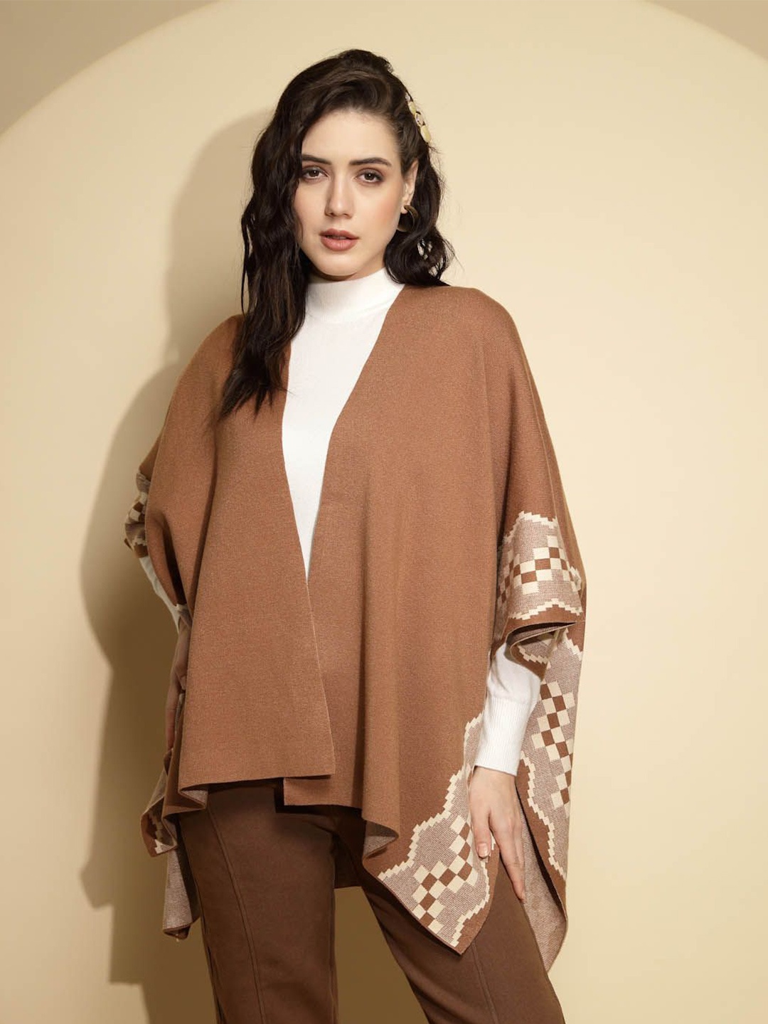 

Global Republic Women Printed Shrug, Brown