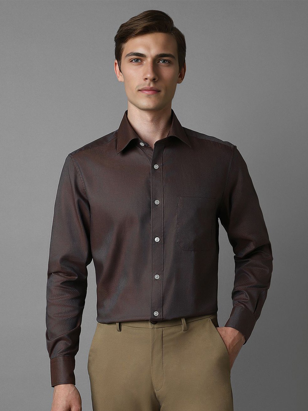 

Louis Philippe Men Classic Opaque Formal Shirt, Brown