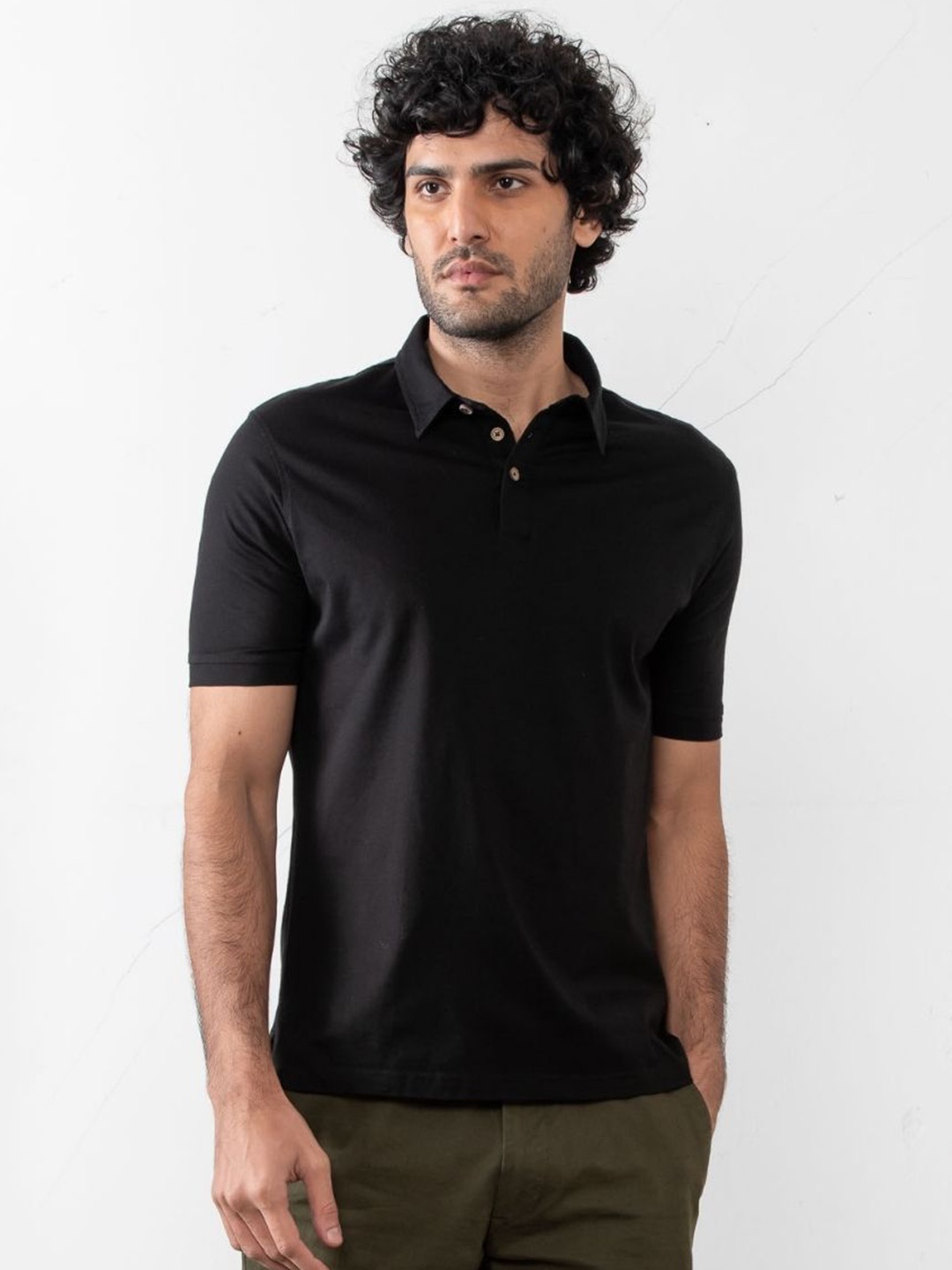 

Creatures of Habit Men Pima Jersey Polo Tshirt, Black