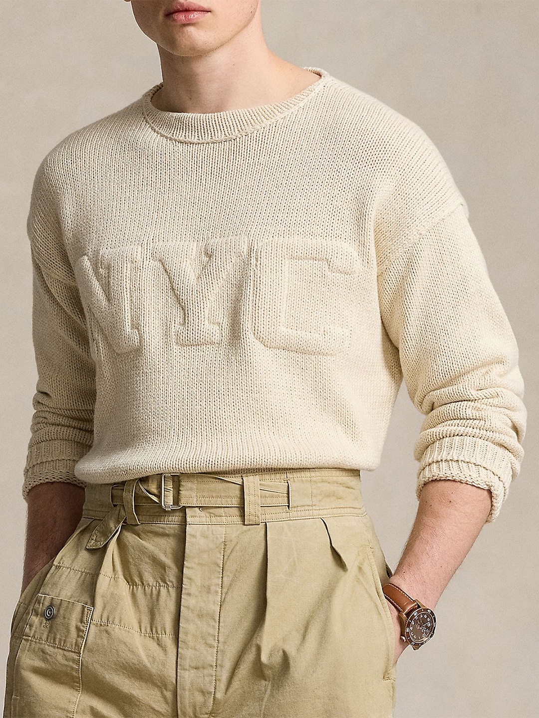 

Polo Ralph Lauren Self Designed Natural NYC Cotton-Linen Sweater, Beige