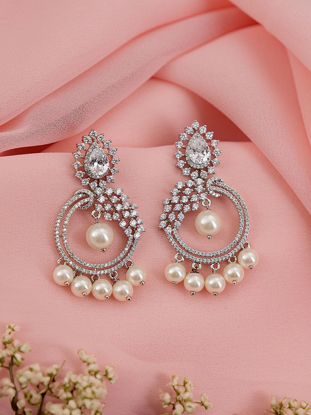 

Saraf RS Jewellery Contemporary Chandbalis Earrings, Silver