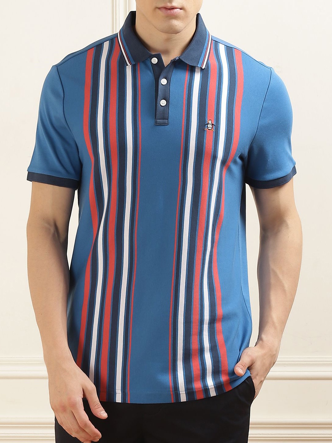 

Original Penguin Men Striped Polo Collar Pockets T-shirt, Teal