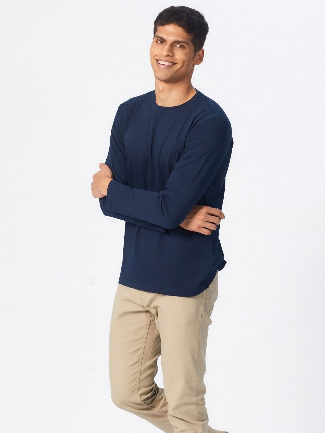 

Creatures of Habit Men Pima Long Sleeve Crew Neck T-Shirt, Blue