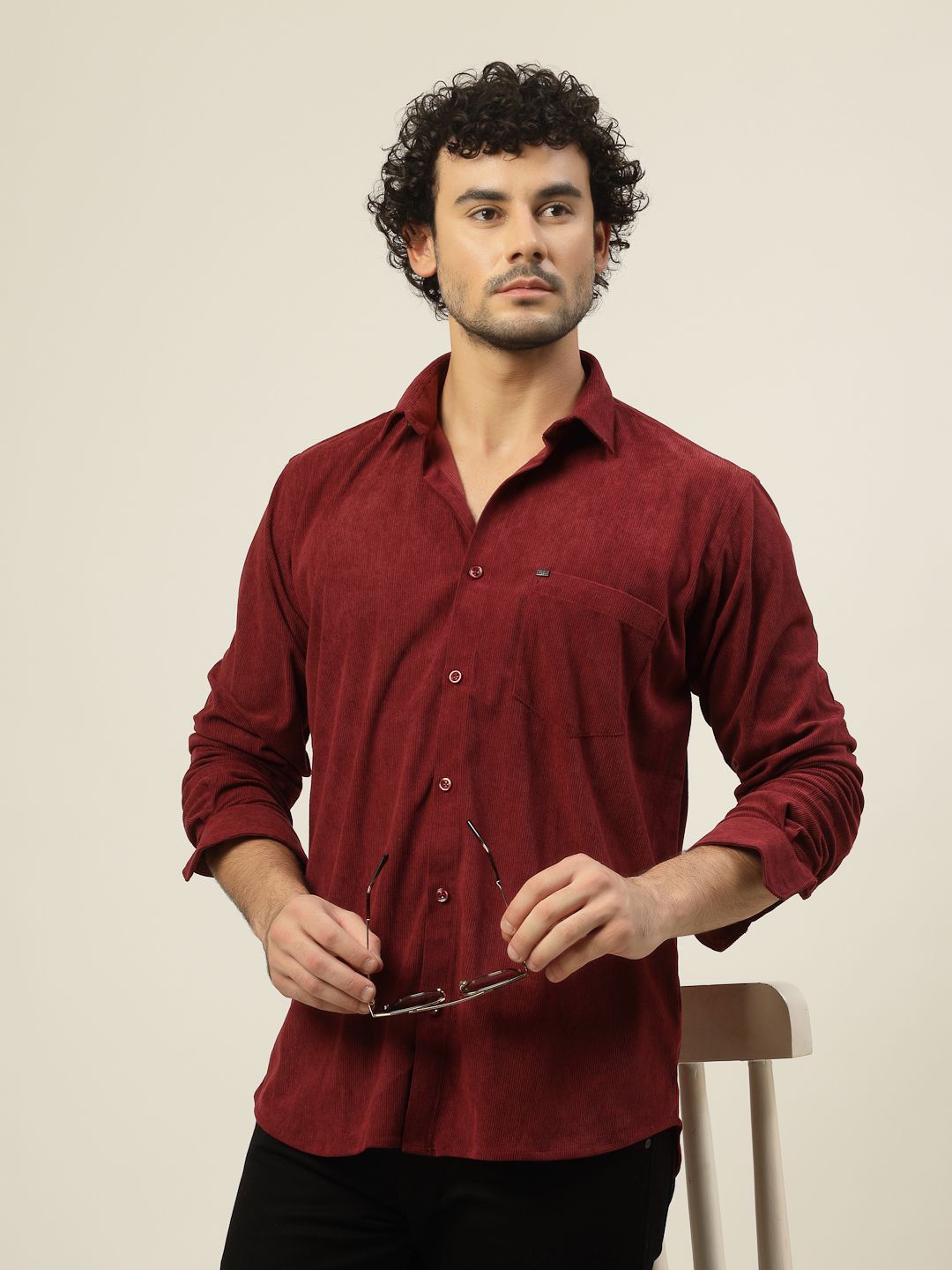 

JADEBERRY Men Classic Slim Fit Opaque Casual Shirt, Maroon