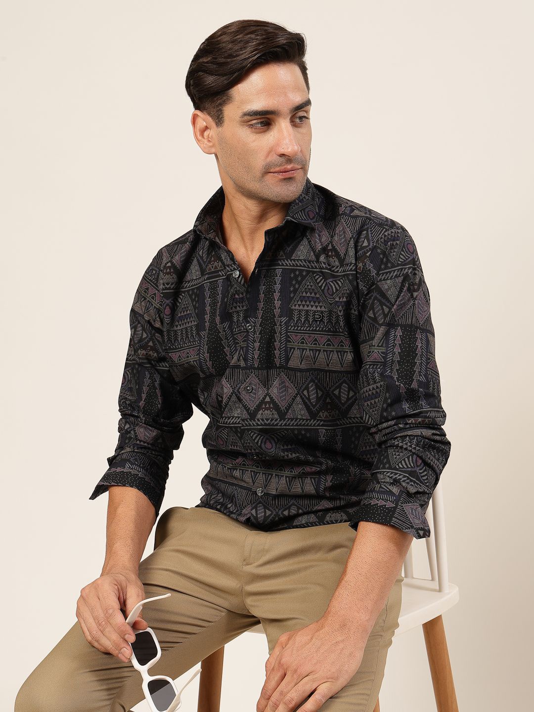 

JADEBERRY Men Classic Slim Fit Tartan Checks Opaque Printed Party Shirt, Purple