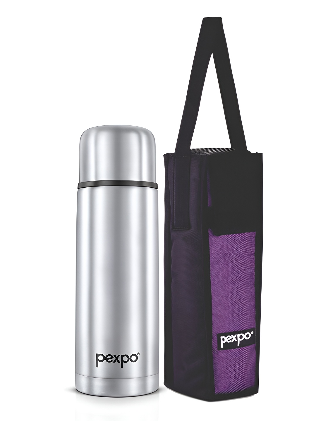 

Pexpo Stainless Steel Double Wall Vacuum Flask Water Bottle 500 ml, Silver