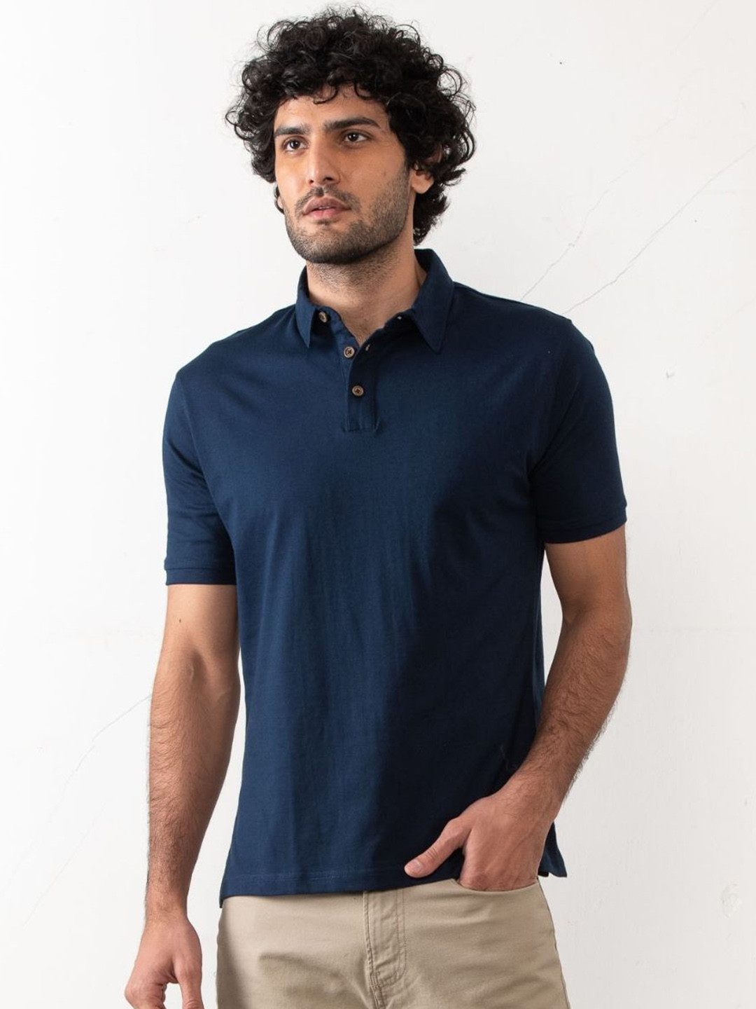 

Creatures of Habit Men Pima Jersey Polo Tshirt, Blue