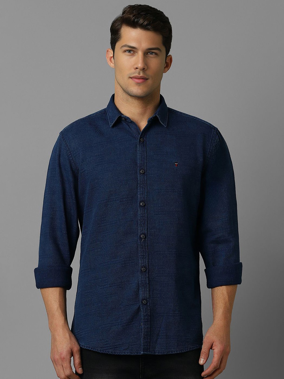 

Louis Philippe Jeans Men Slim Fit Opaque Casual Shirt, Navy blue
