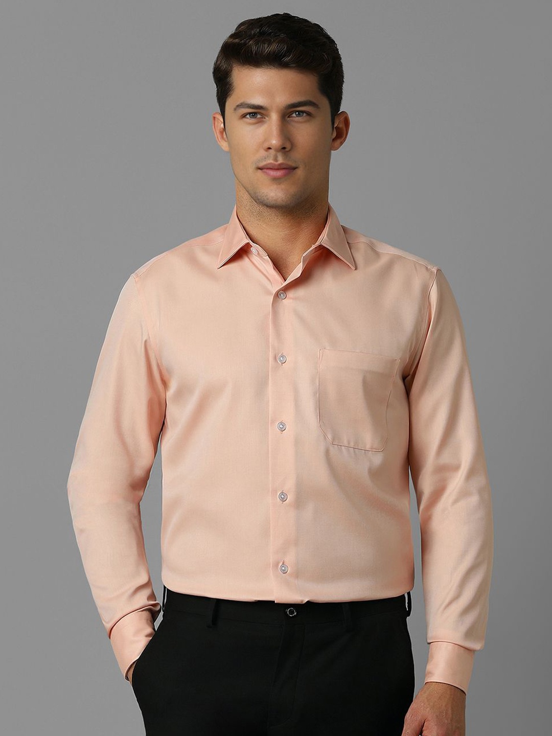 

Louis Philippe Men Classic Opaque Formal Shirt, Peach