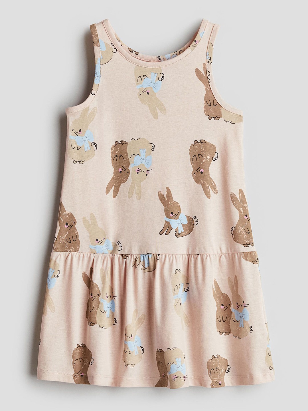 

H&M Girls Patterned Jersey Dresses, Beige