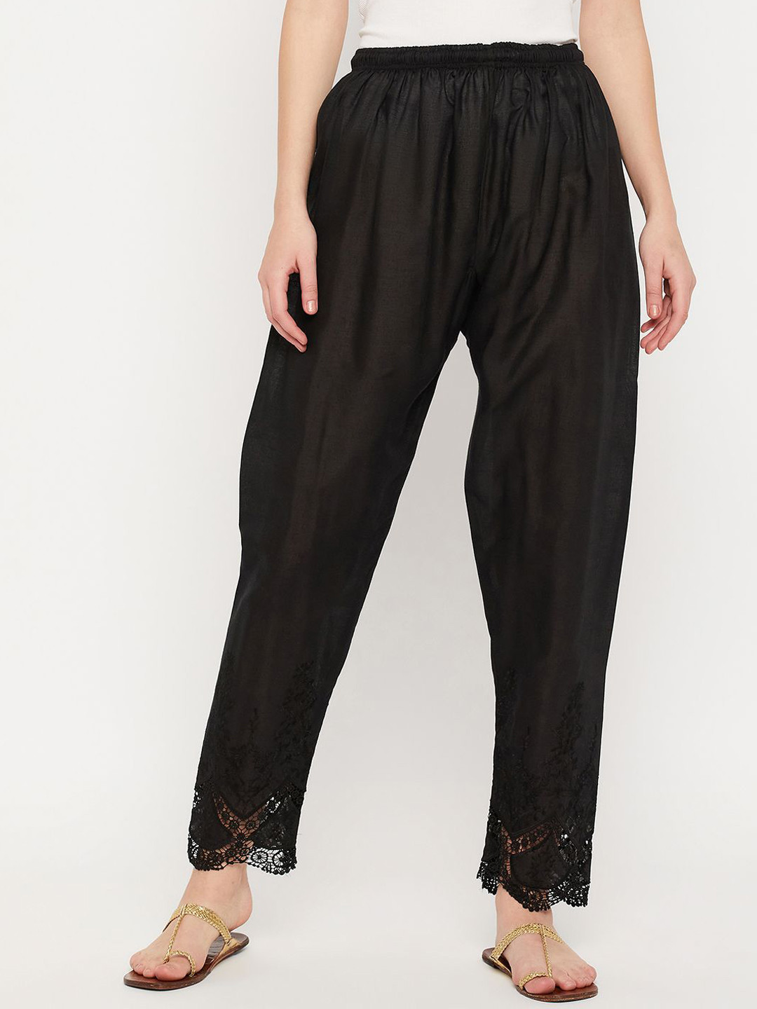 

Castle Lifestyle Women Comfort Tapered Fit Easy Wash Trousers, Black