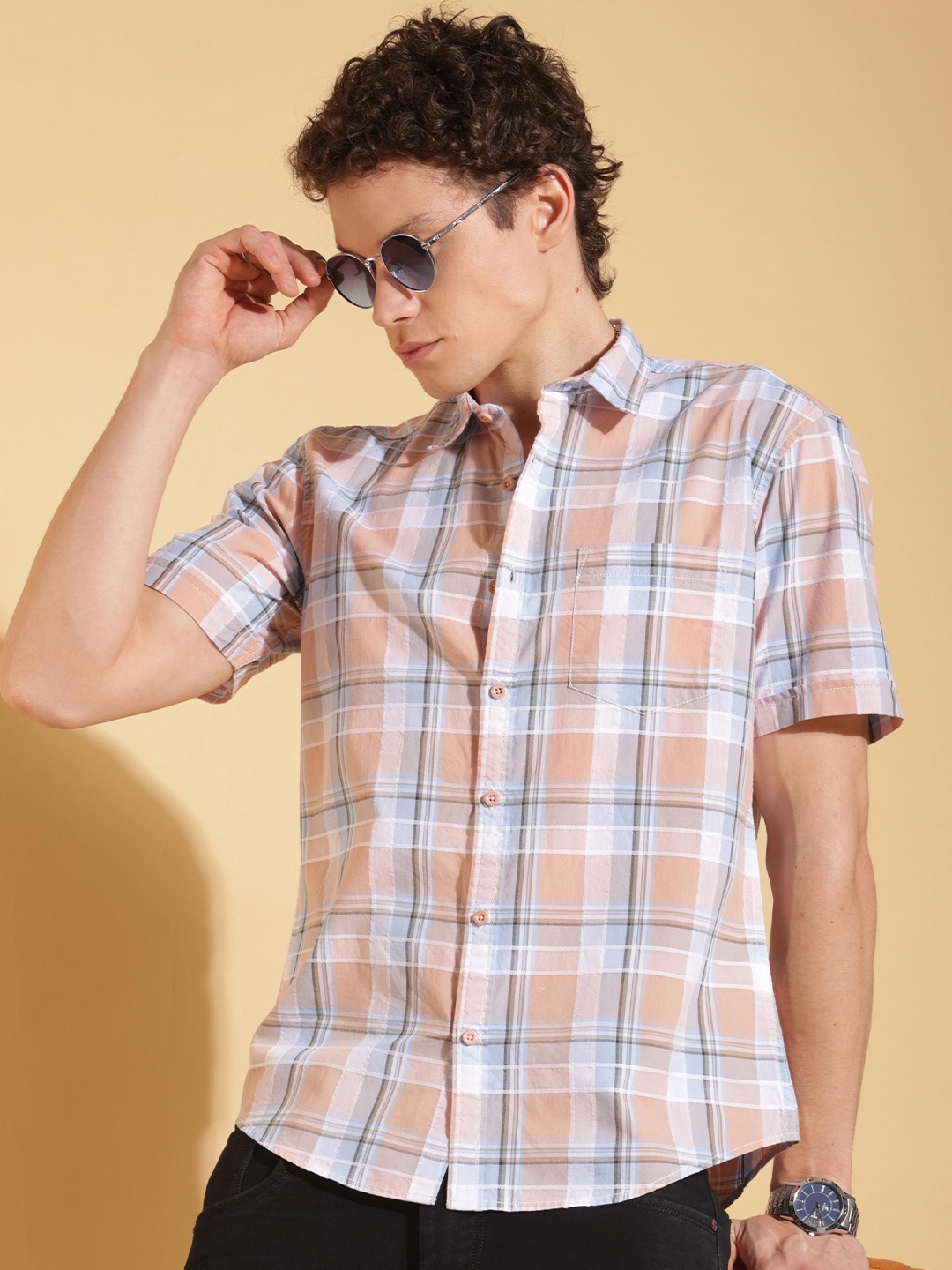 

HERE&NOW Men Slim Fit Opaque Checked Casual Shirt, Multi