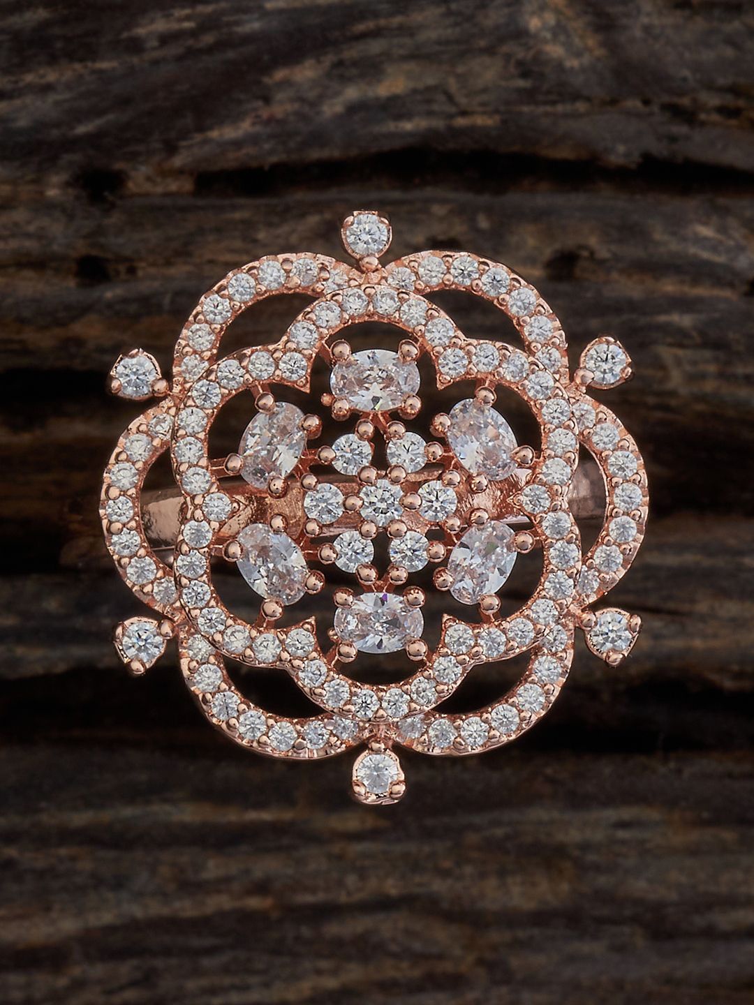 

Kushal's Fashion Jewellery Rose Gold-Plated Cubic Zirconia Stone-Studded Finger Ring