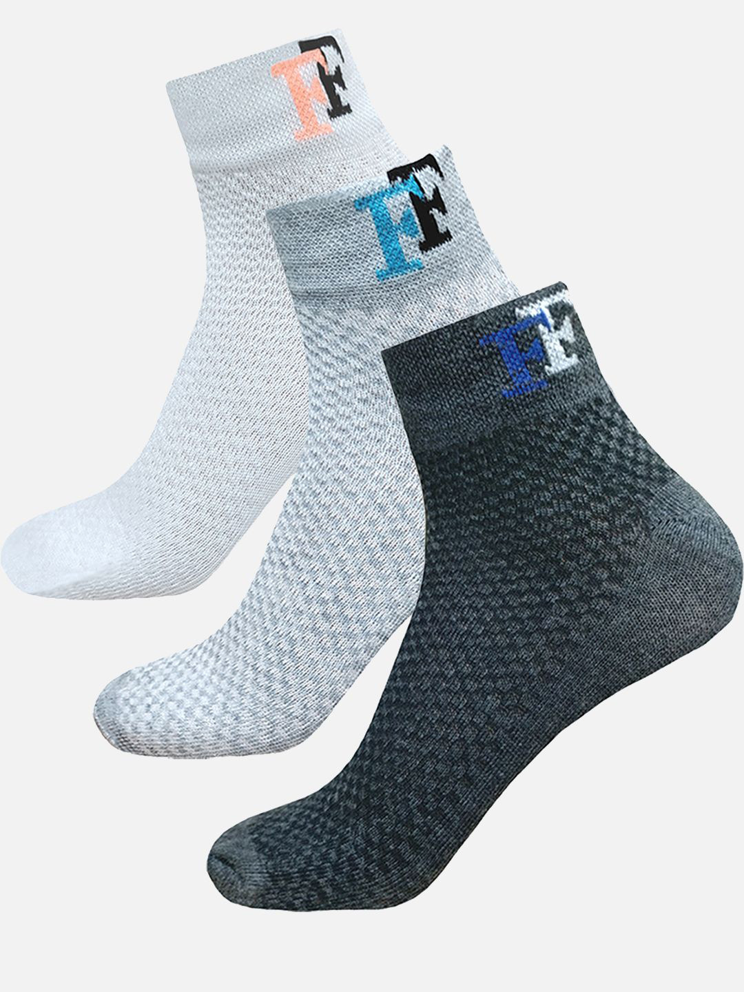 

FIMS Men Checked Ankle-Length Socks Pack Of 3, White