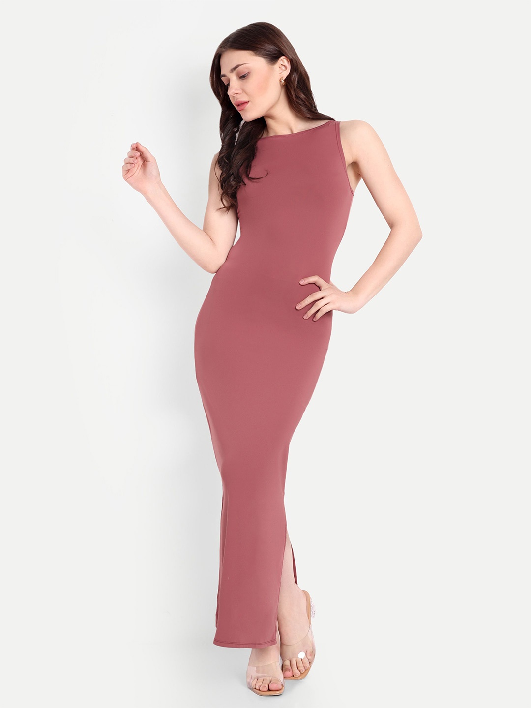 

So What Solid Sleeveless Bodycon Maxi Dress, Pink