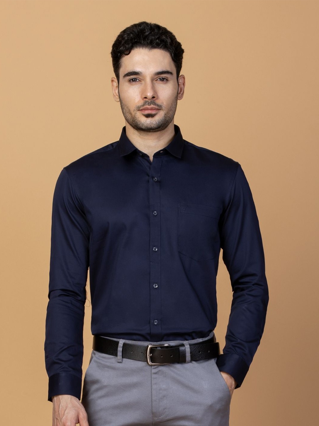 

Berkshire Men Comfort Slim Fit Opaque Formal Shirt, Blue