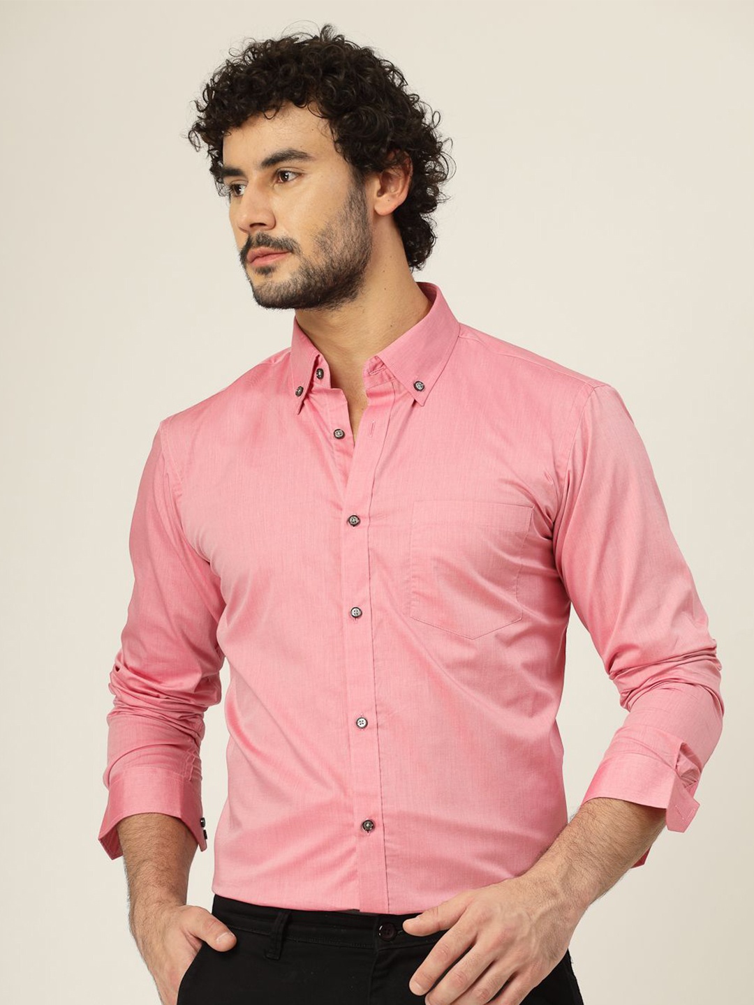 

JADEBERRY Men Classic Slim Fit Opaque Party Shirt, Pink