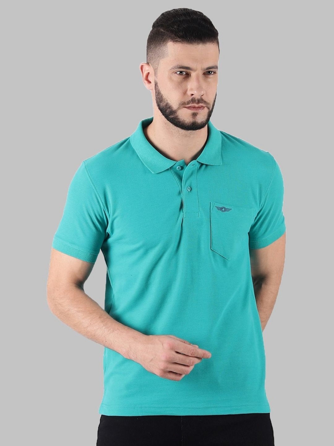 

Force NXT Men Solid Polo Collar Cotton T-Shirt, Sea green