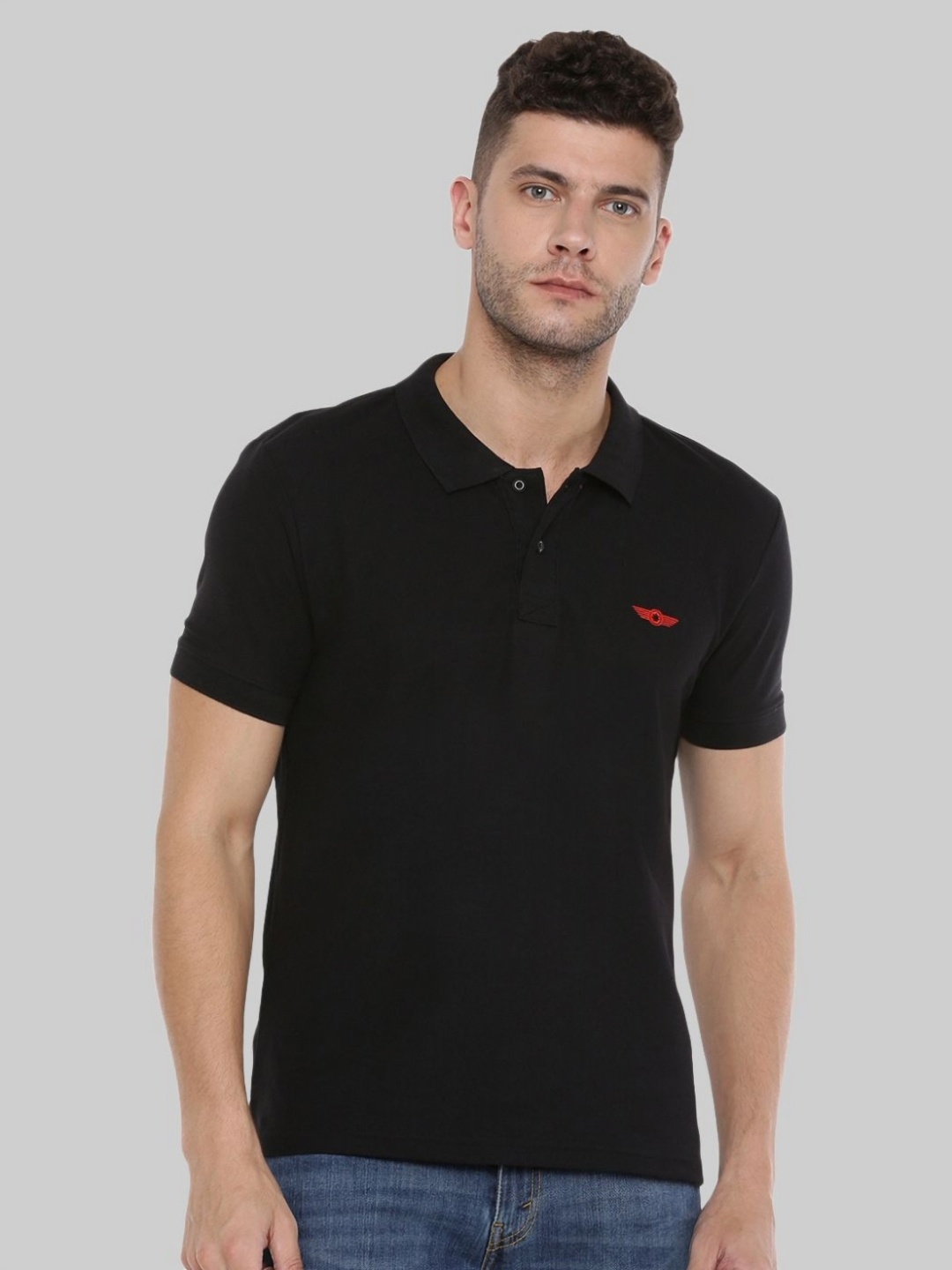 

Force NXT Men Solid Polo Collar Cotton T-Shirt, Black