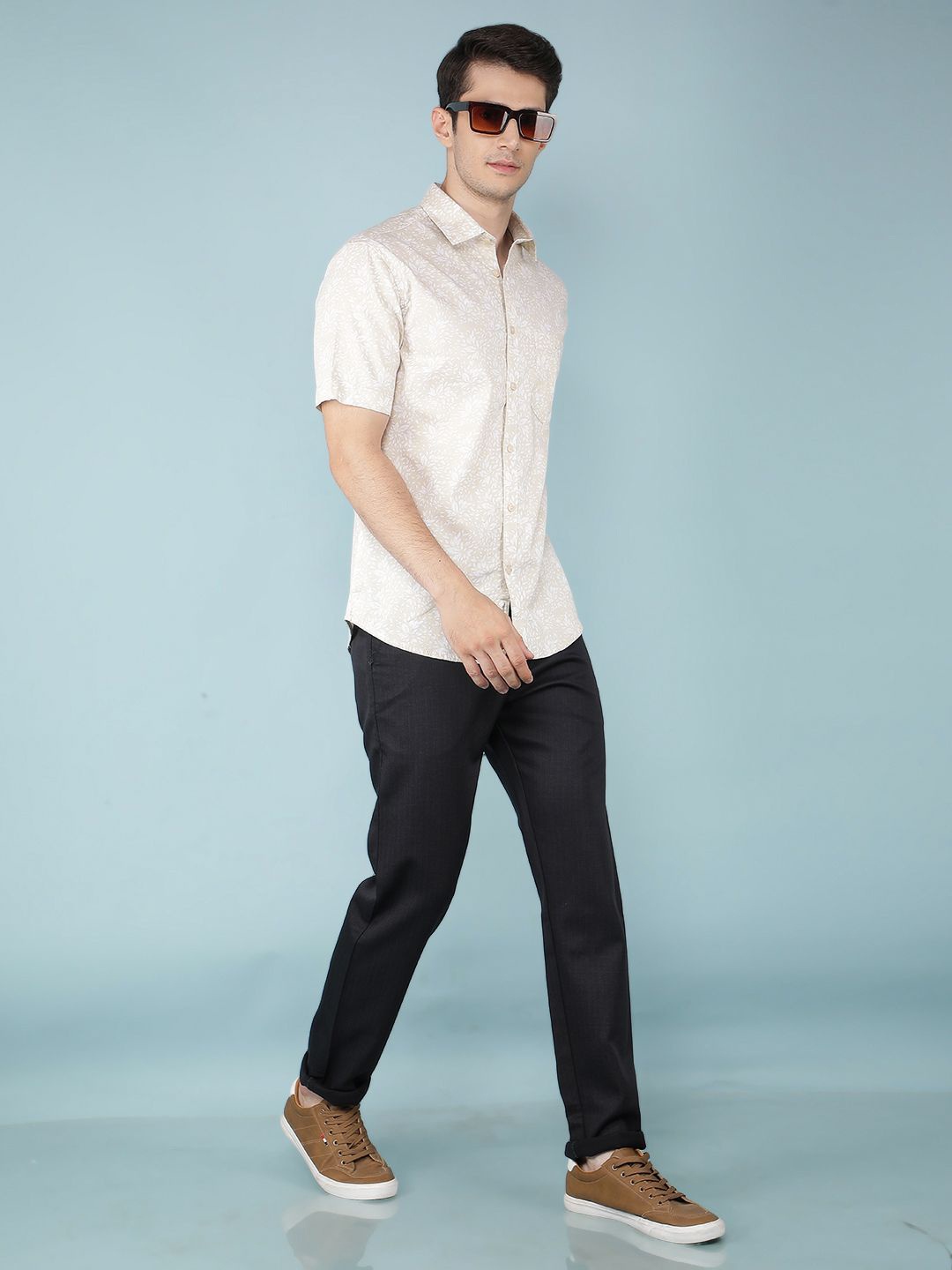 

Crimsoune Club Men Classic Slim Fit Opaque Casual Shirt, Beige