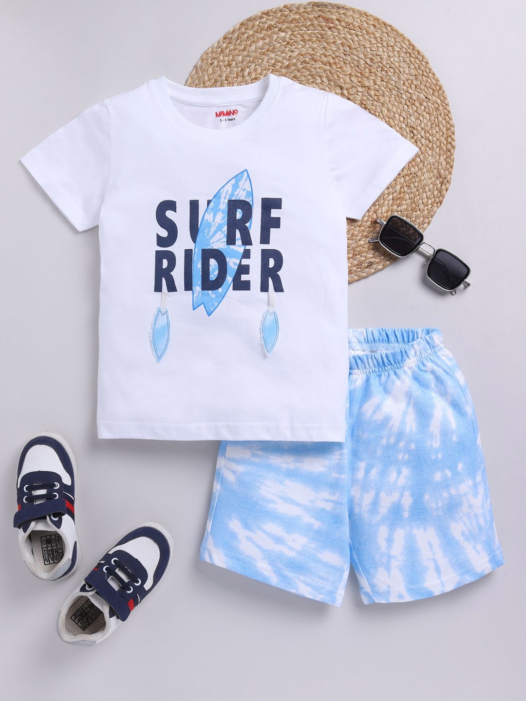 

MIMINO Boys Printed T-shirt with Shorts, Blue