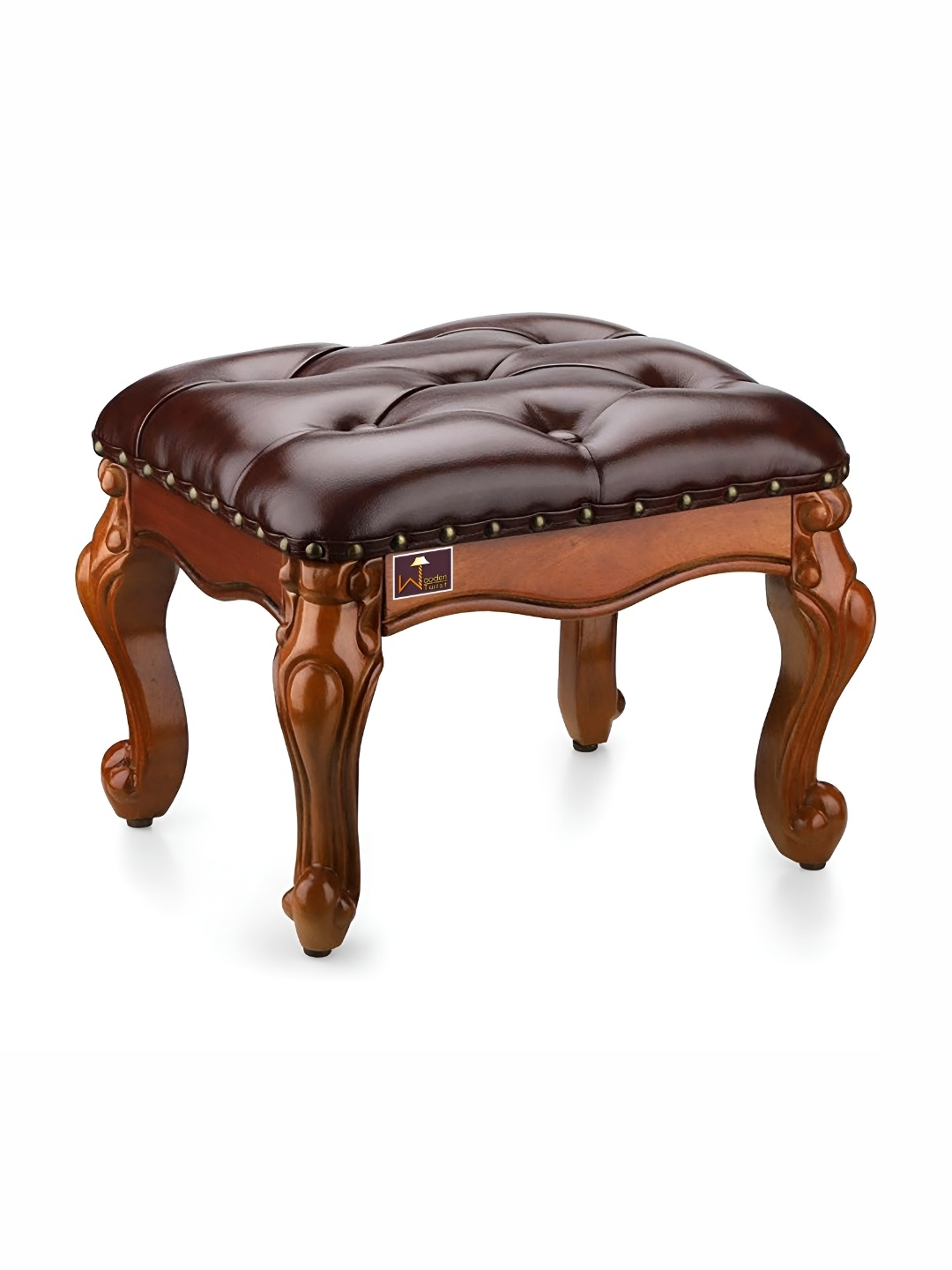 

Wooden Twist Brown Wooden Ottoman Stool