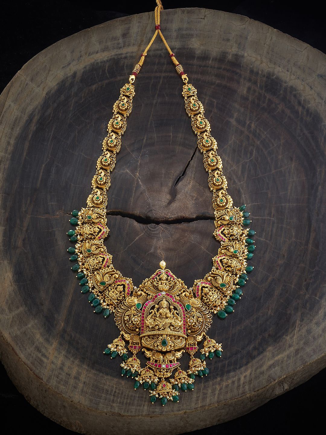 

Kushal's Fashion Jewellery 92.5 Pure Silver Gold-Plated Temple Necklace