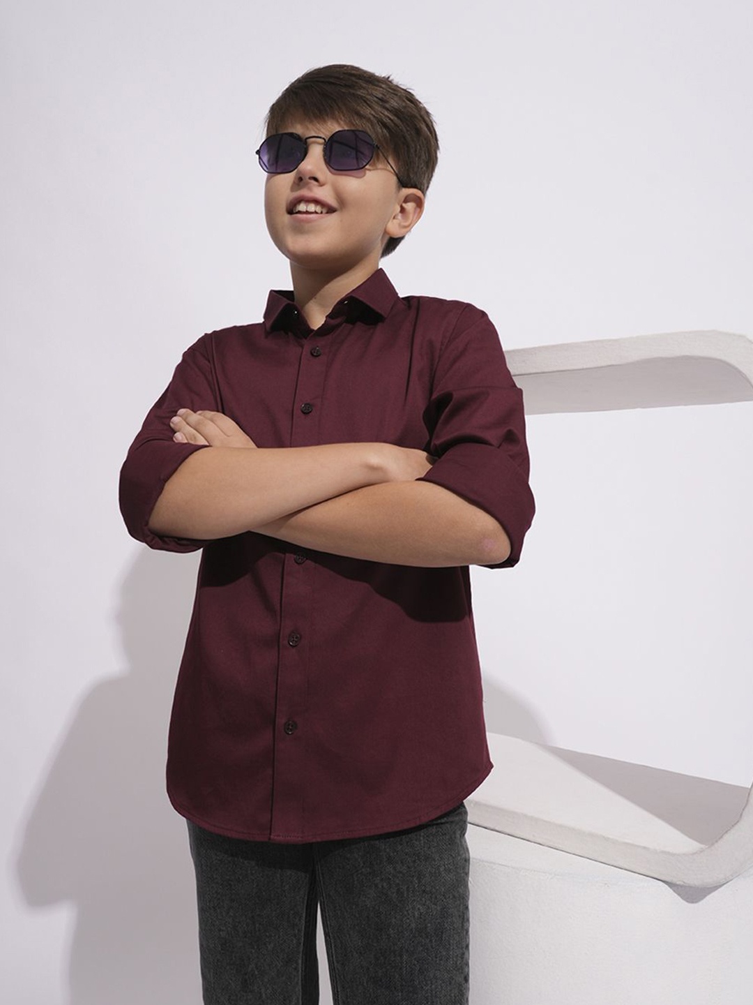 

Jack & Jones Junior Boys Opaque Casual Shirt, Maroon