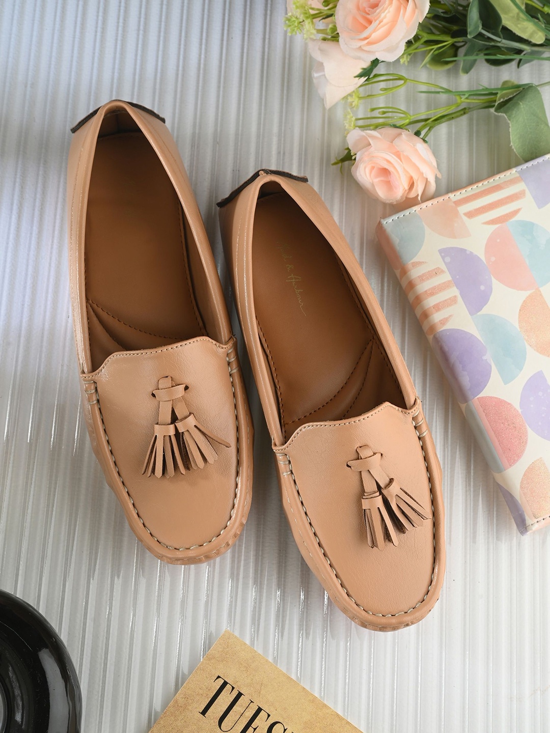 

Mast & Harbour Women Solid PU Loafers, Tan