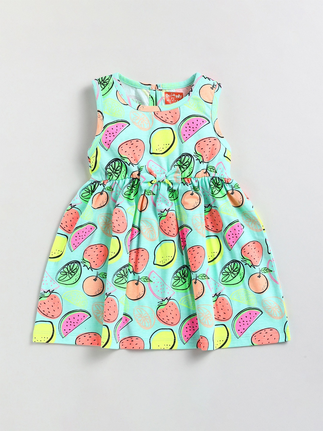 

SNUGGLY MONKEY Girls Conversational Printed Fit & Flare Dress, Green