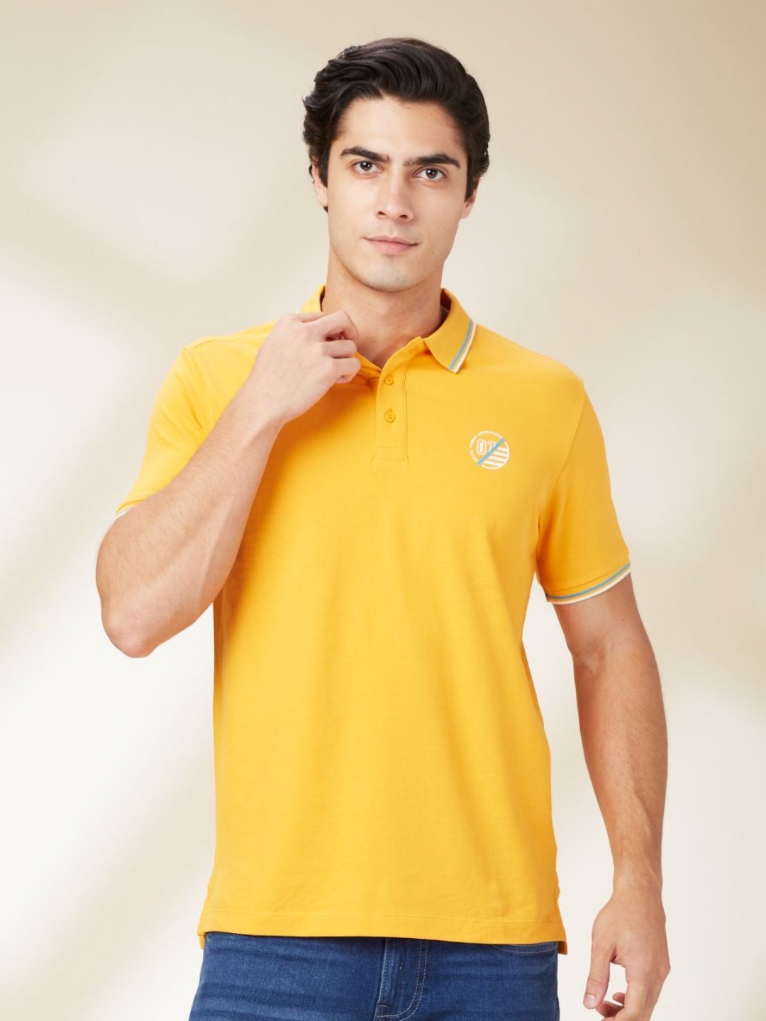 

Being Human Men Solid Polo Collar Cotton T-Shirt, Yellow