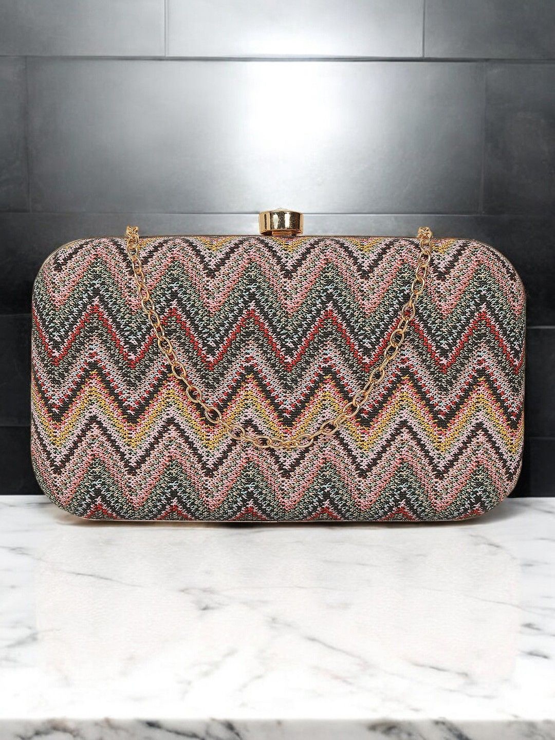 

CRUSSET Printed Box Clutch, Pink