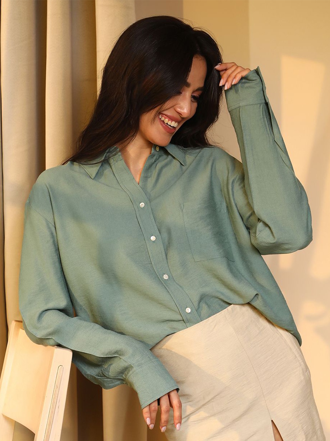 

PINACOLADA Women Relaxed Opaque Casual Shirt, Green